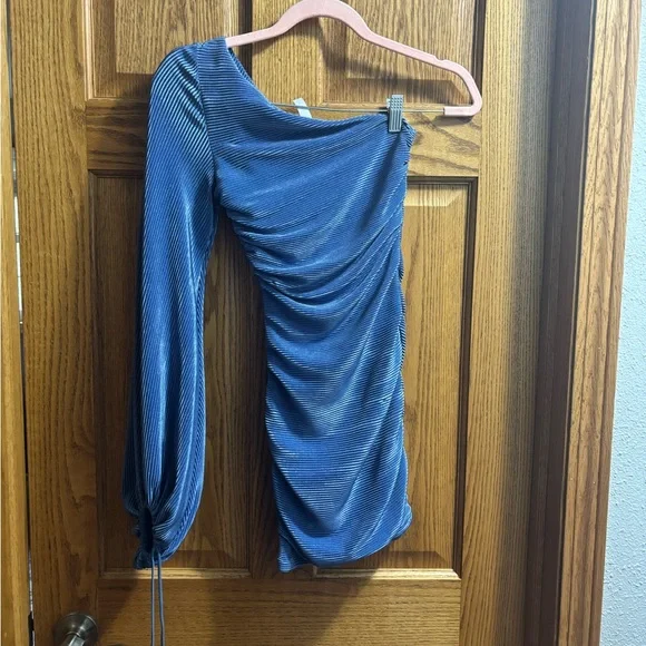 Blue One-Shoulder Dress - Picture 2 of 7